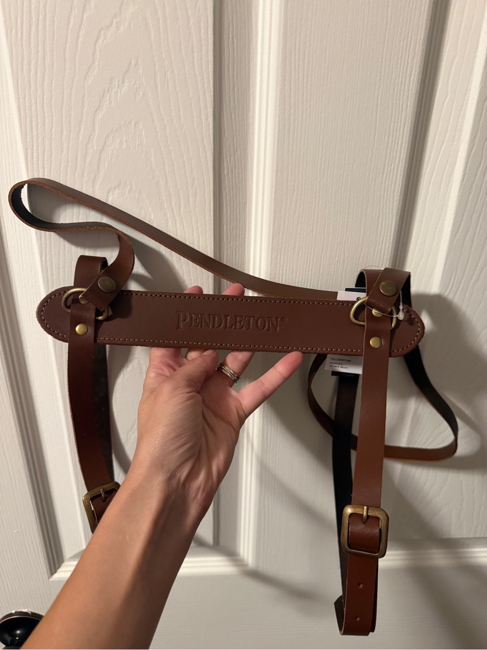 Pendleton Brown Leather Blanket Carrier Holder Adjustable No Blanket Included